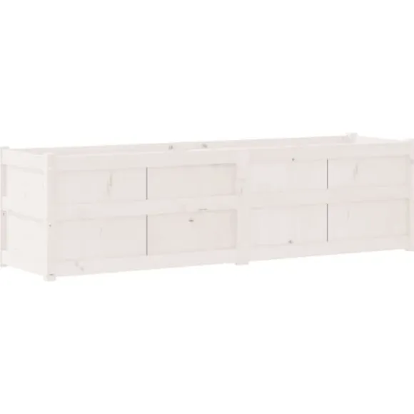 Plantekasse i massivt fyrretræ - Dekorativ til have og terrasse | Størrelse: 180x50x50 cm | Farve: Hvid