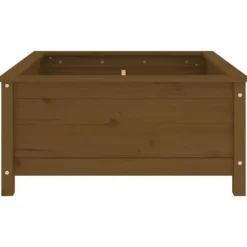 Plantekasse i massivt fyrretræ - Højbed til have & terrasse | Størrelse: 82,5x82,5x39 cm | Farve: Gyldenbrun