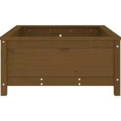 Plantekasse i massivt fyrretræ - Højbed til have & terrasse | Størrelse: 82,5x82,5x39 cm | Farve: Gyldenbrun