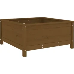Plantekasse i massivt fyrretræ - Højbed til have & terrasse | Størrelse: 82,5x82,5x39 cm | Farve: Gyldenbrun