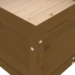 Plantekasse i massivt fyrretræ - Højbed til have & terrasse | Størrelse: 82,5x82,5x39 cm | Farve: Gyldenbrun