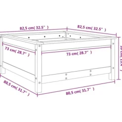 Plantekasse i massivt fyrretræ - Højbed til have & terrasse | Størrelse: 82,5x82,5x39 cm | Farve: Gyldenbrun