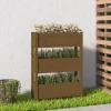 Plantekasse i massivt fyrretræ - Dekorativ til stuer og altaner | Størrelse: 77x25x104,5 cm | Farve: Gyldenbrun