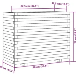 Plantekasse i massivt fyrretræ - Dekorativ havekasse | Størrelse: 90x40x72 cm | Farve: Gyldenbrun