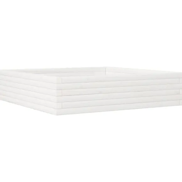 Plantekasse i massivt fyrretræ - Dybde 100 cm | Farve: Hvid | Størrelse: 100x100x23 cm