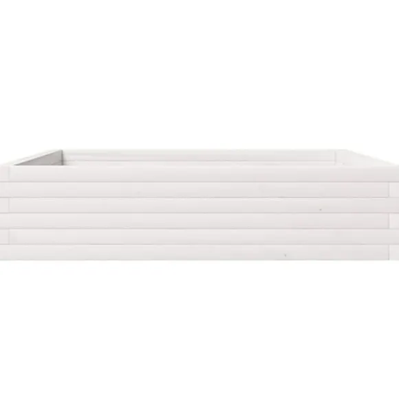 Plantekasse i massivt fyrretræ - Dybde 100 cm | Farve: Hvid | Størrelse: 100x100x23 cm