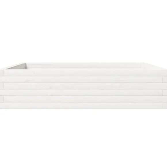 Plantekasse i massivt fyrretræ - Dybde 100 cm | Farve: Hvid | Størrelse: 100x100x23 cm