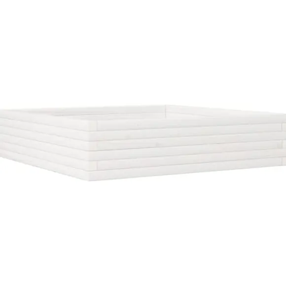 Plantekasse i massivt fyrretræ - Dybde 100 cm | Farve: Hvid | Størrelse: 100x100x23 cm