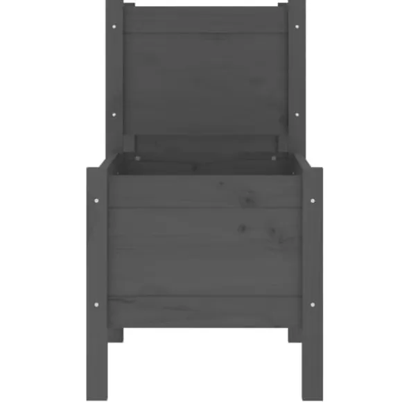 Plantekasse i massivt fyrretræ - Rustik & stabil | Størrelse: 245,5x44x75 cm | Farve: Grå