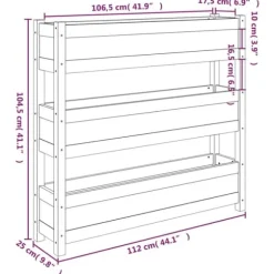 Plantekasse i massivt fyrretræ - Stabil og dekorativ | Størrelse: 112x25x104,5 cm | Farve: Gyldenbrun