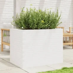 Plantekasse i massivt fyrretræ - Dekorativ havekasse | Størrelse: 90x60x68,5 cm | Farve: Hvid