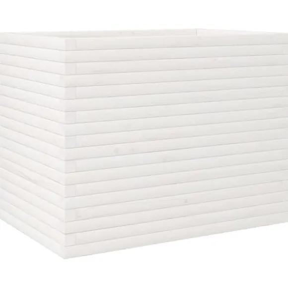 Plantekasse i massivt fyrretræ - Dekorativ havekasse | Størrelse: 90x60x68,5 cm | Farve: Hvid