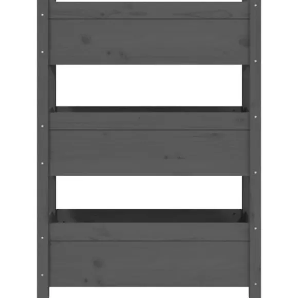 Plantekasse i massivt fyrretræ - Dekorativ blomsterkasse | Størrelse: 77x25x104,5 cm | Farve: Grå