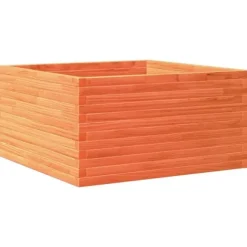 Plantekasse i massivt fyrretræ - 90x90x46 cm | Farve: Gyldenbrun