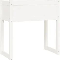 Plantekasse i massivt fyrretræ - Dekorativ blomsterkasse | Størrelse: 78x40x81 cm | Farve: Hvid
