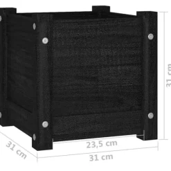 Plantekasse i massivt fyrretræ - Blomsterkasse | Størrelse: 31x31x31 cm | Farve: Sort