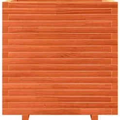 Plantekasse i massivt fyrretræ - Dekorativ til have og terrasse | Størrelse: 70x70x72 cm | Farve: Gyldenbrun