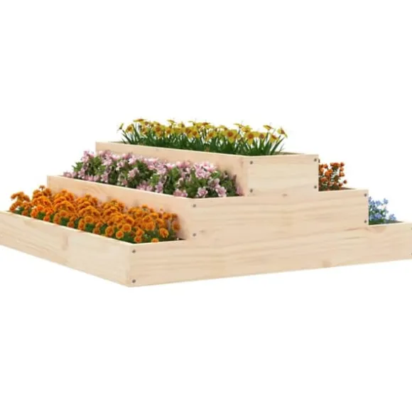 Plantekasse i massivt fyrretræ - Dekorativ og robust | Størrelse: 80x80x27 cm