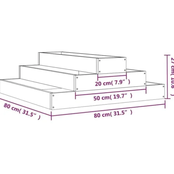 Plantekasse i massivt fyrretræ - Dekorativ og robust | Størrelse: 80x80x27 cm
