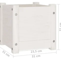 Plantekasse i massivt fyrretræ - Ideel til planter og blomster | Størrelse: 31x31x31 cm | Farve: Hvid