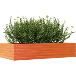 Plantekasse i massivt fyrretræ - Dybde 110 cm | Farve: Gyldenbrun | Størrelse: 110x60x23 cm