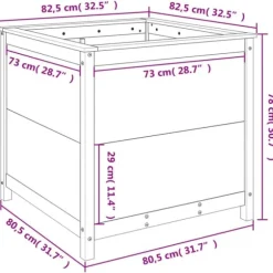 Plantekasse i massivt fyrretræ - Højbed til have | Størrelse: 82,5x82,5x78 cm