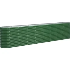 Plantekasse i pulverlakeret stål - Holdbar og vejrbestandig | Farve: Grøn | Størrelse: 332x40x68 cm