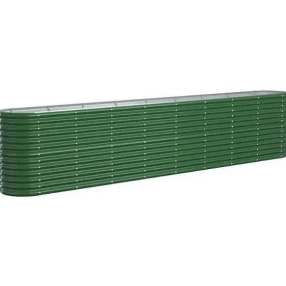 Plantekasse i pulverlakeret stål - Holdbar og vejrbestandig | Farve: Grøn | Størrelse: 332x40x68 cm