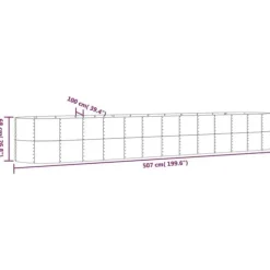 Plantekasse i pulverlakeret stål - Højbed til haven | Størrelse: 507x100x68 cm | Farve: Sølv
