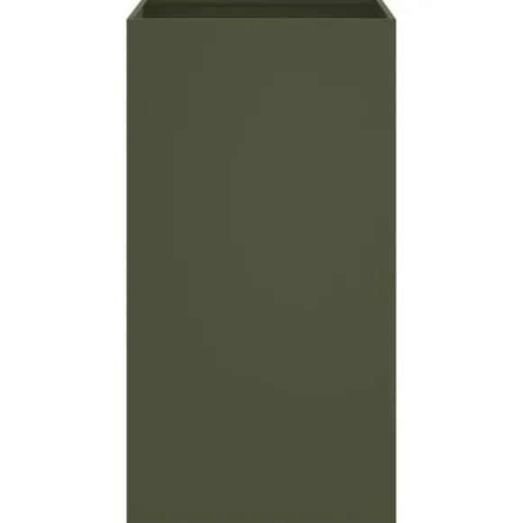 Plantekasse i stål - Holdbar og dekorativ til haven | Farve: Olivengrøn | Størrelse: 42x38x75 cm