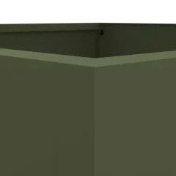 Plantekasse i stål - Holdbar og dekorativ til haven | Farve: Olivengrøn | Størrelse: 42x38x75 cm