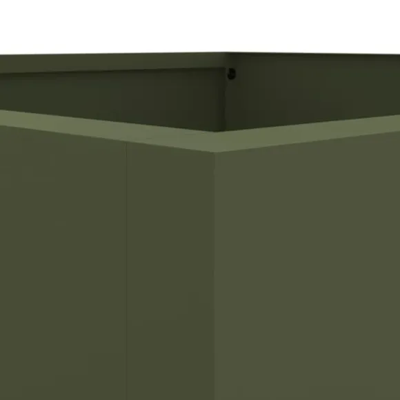 Plantekasse i stål - Holdbar og dekorativ til haven | Farve: Olivengrøn | Størrelse: 42x38x75 cm