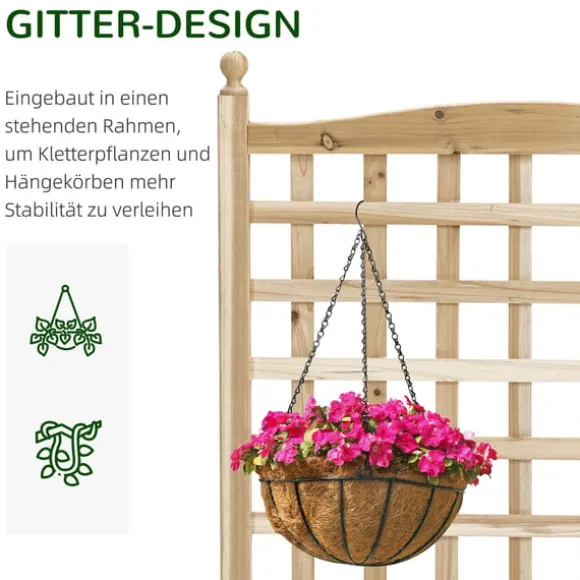 Plantekasse i træ med espalier til klatreplanter