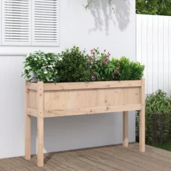 Plantekasse med ben i massivt fyrretræ - Perfekt til haven | Størrelse: 110x31x70 cm
