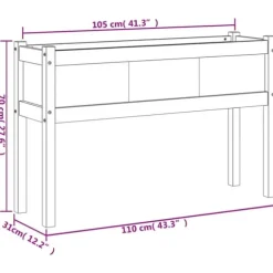 Plantekasse med ben i massivt fyrretræ - Perfekt til haven | Størrelse: 110x31x70 cm