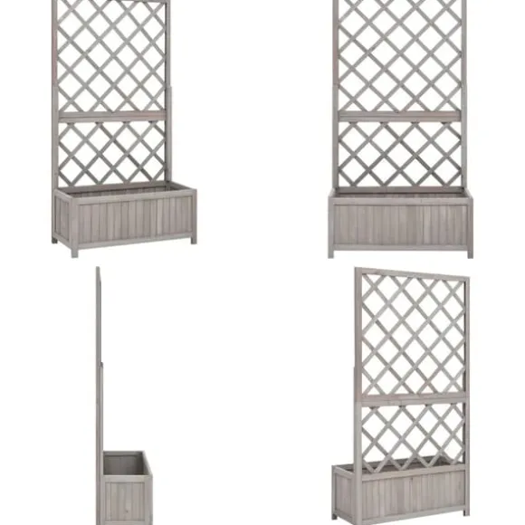 Plantekasse med espalier 70x30x135 cm massivt fyrretræ grå - Plantekasse - Plantekasser - Home & Living
