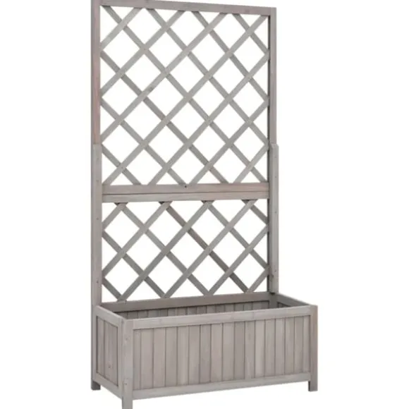 Plantekasse med espalier 70x30x135 cm massivt fyrretræ grå - Plantekasse - Plantekasser - Home & Living