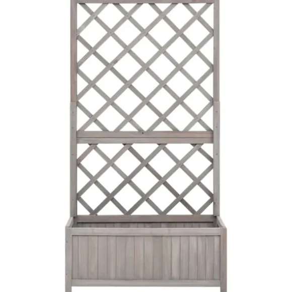 Plantekasse med espalier 70x30x135 cm massivt fyrretræ grå - Plantekasse - Plantekasser - Home & Living