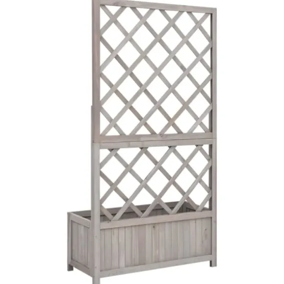 Plantekasse med espalier 70x30x135 cm massivt fyrretræ grå - Plantekasse - Plantekasser - Home & Living