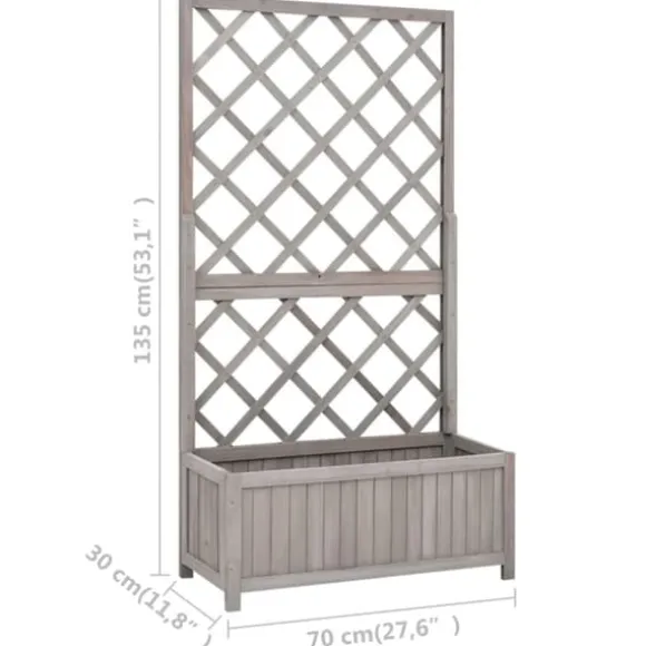 Plantekasse med espalier 70x30x135 cm massivt fyrretræ grå - Plantekasse - Plantekasser - Home & Living