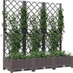 Plantekasse med espalier - Velegnet til udendørs brug | Størrelse: 120x40x121,5 cm | Farve: Brun