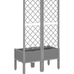 Plantekasse med espalier - Klatreplante støtte | Størrelse: 80x40x142 cm | Farve: Lysegrå