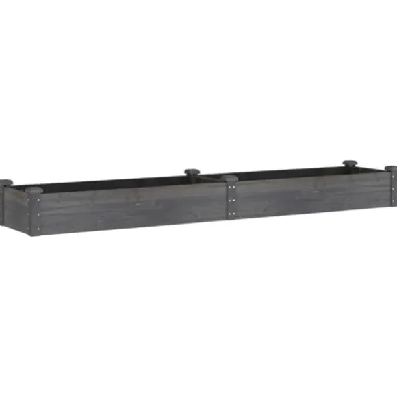 Plantekasse med foring i fyrretræ - Højbed | Størrelse: 240x45x25 cm | Farve: Grå