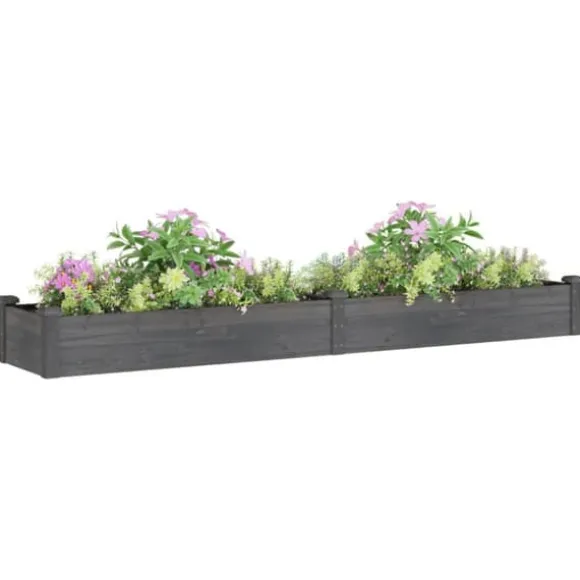 Plantekasse med foring i fyrretræ - Højbed | Størrelse: 240x45x25 cm | Farve: Grå