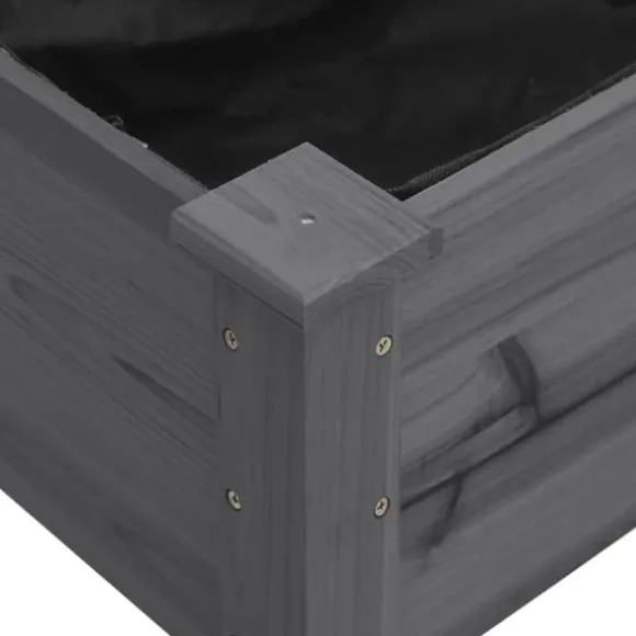 Plantekasse med foring og hjul - Massivt fyrretræ | Størrelse: 118x59x80 cm | Farve: Grå