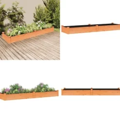Plantekasse med foring 240x60x25 cm massivt fyrretræ brun - Højbed - Højbede - Home & Living