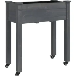 Plantekasse med foring 71x37x80 cm massivt fyrretræ grå - Plantekasse - Plantekasser - Home & Living
