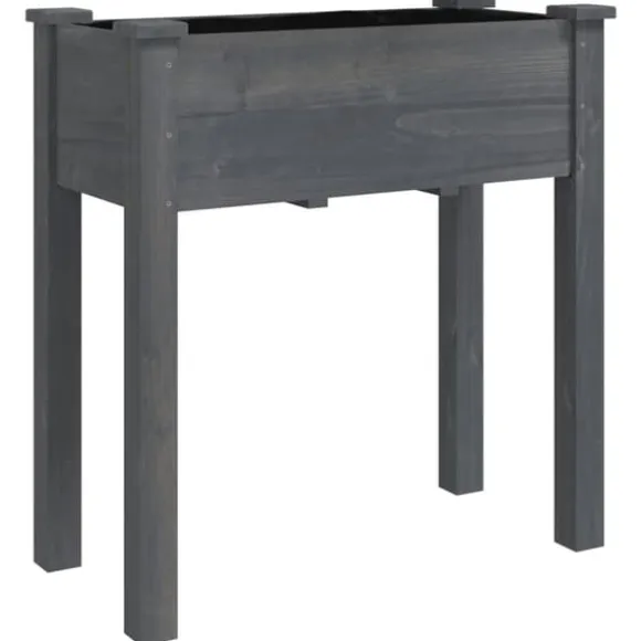 Plantekasse med foring 71x37x80 cm massivt fyrretræ grå - Plantekasse - Plantekasser - Home & Living