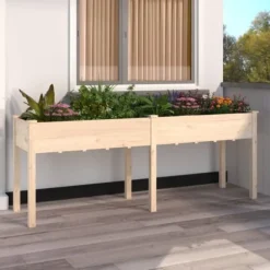 Plantekasse med foring 203x53x76 cm massivt fyrretræ - Plantekasse - Plantekasser - Home & Living