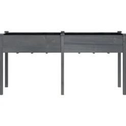 Plantekasse med foring 161x45x76 cm - Massivt fyrretræ | Farve: Grå